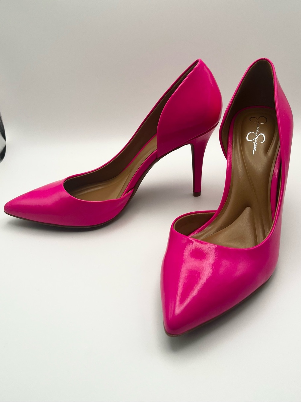 Jessica Simpson Hot Pink Pointed-Toe Stiletto Heels Barbie core Pumps Size 8.5
